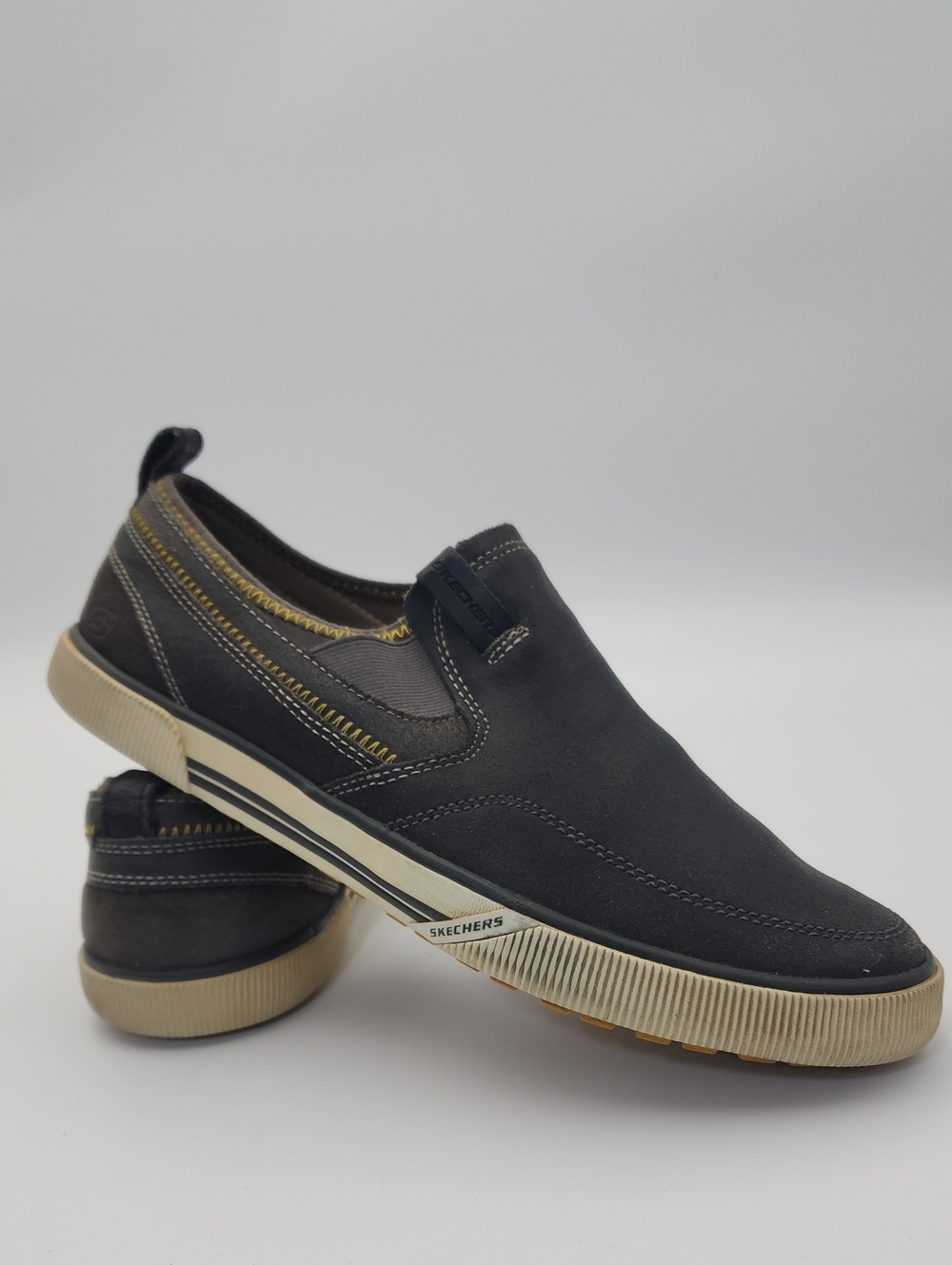 Skechers Talon Charcoal Men's Slip on Distressed Leather Loafers Shoes Size 9 - Picture 5 of 14